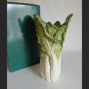 NEW VINTAGE FITZ & FLOYD FRENCH MARKET CABBAGE CELERY LETTUCE VEGETABLE VASE